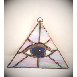 Opalescent Triangle with Blue Eye Suncatcher
