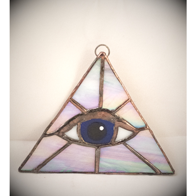 Opalescent Triangle with Blue Eye Suncatcher