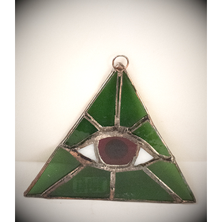 Green Triangle with Red Eye Suncatcher