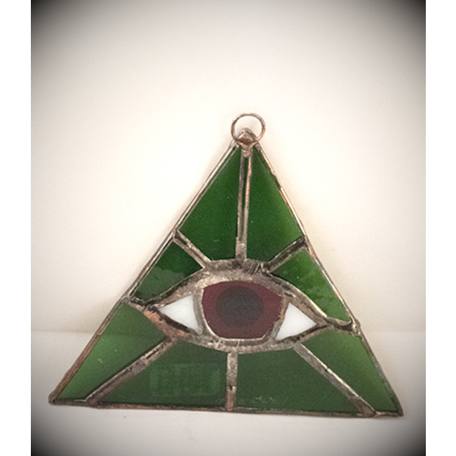 Green Triangle with Red Eye Suncatcher