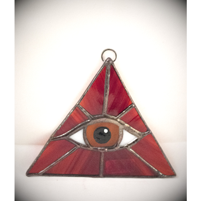 Red Triangle with Amber Eye Suncatcher