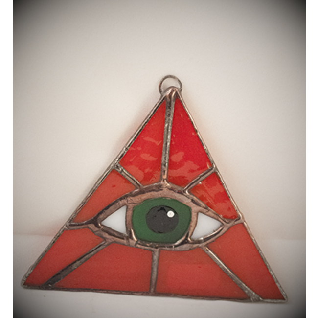 Red Triangle with Green Eye Suncatcher