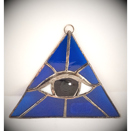 Blue Triangle with Amber Eye Suncatcher