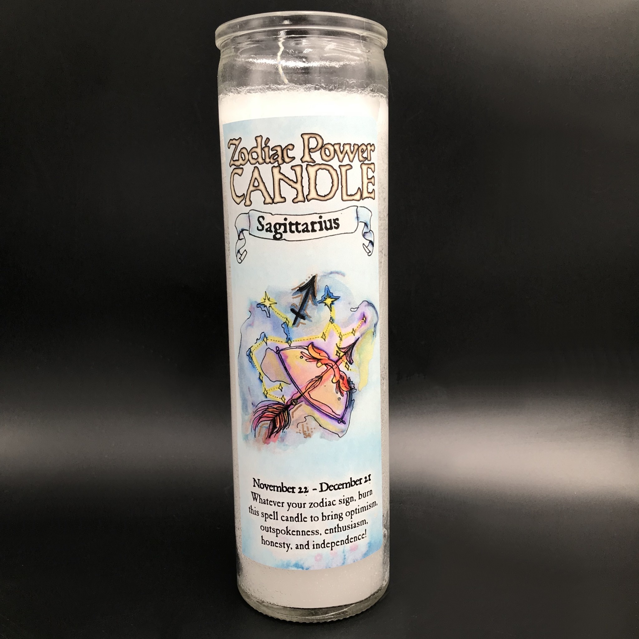 candle with crystals spiritual candle Sagittarius zodiac candle spell candle 