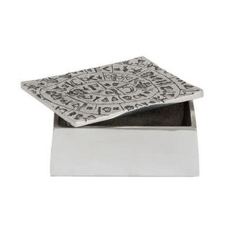 Box with Phaistos Disk 5 x 4 x 2 Inches in Aluminum - Made in Greece