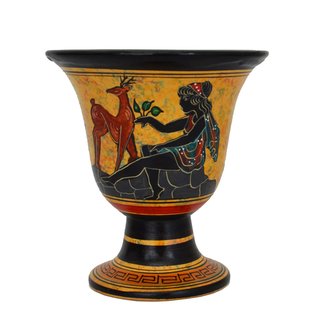 Artemis Ritual Goblet - 4.5 Inches Tall in Handpainted Ceramic from Greece