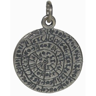 Phaistos Disk Pendant - .9 Inches Wide in 925 Sterling Silver - Made in Greece