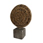 Phaistos Disc Sculpture - 9.8 Inches Tall in Bronze Colored Casting Stone - Made in Greece