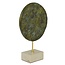 Disc of Phaistos - 8.6 Inches Tall in Bronze with Green Patina on Marble Stand in - Made in Greece
