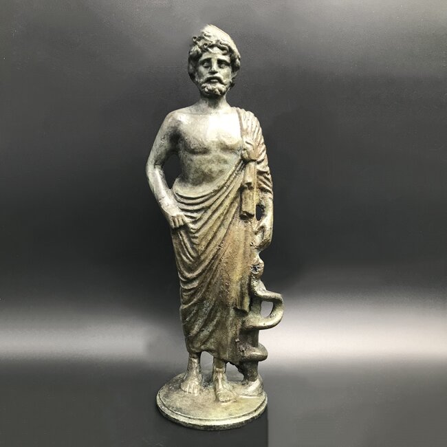Asclepius Statue - 9 inches Tall in Bronze - Made in Greece