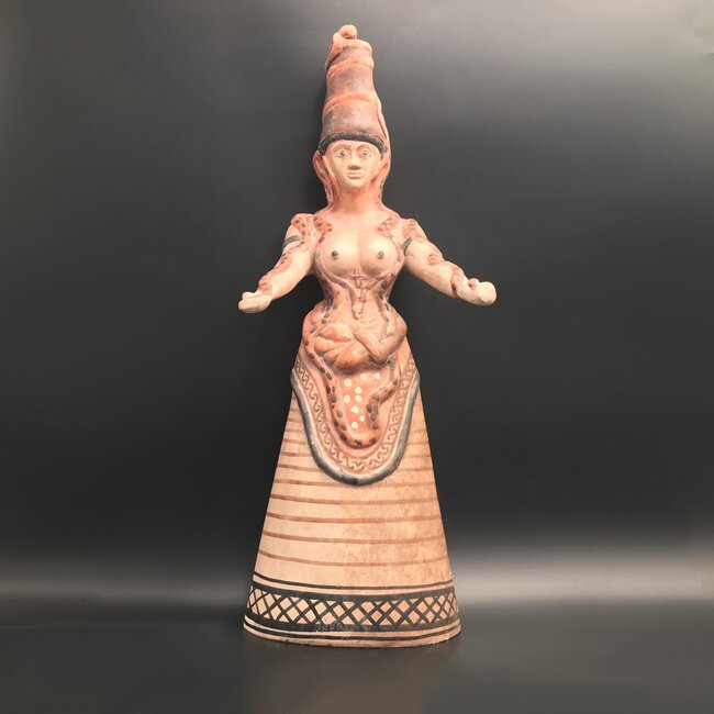 Minoan Snake Goddess - 13.7 Inches Tall in Ceramic - Made in Greece