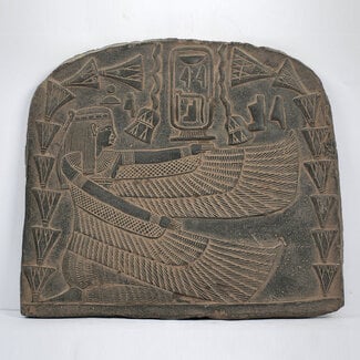 Winged Isis Wall Relief - 13 Inches Wide in Basalt - Made in Egypt