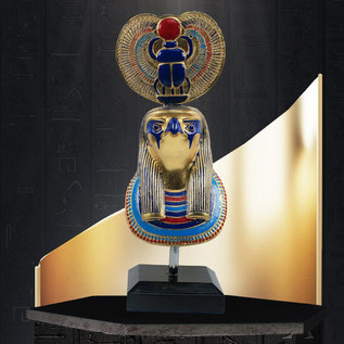 Horus Bust Statue - 13 Inches Tall in Hand-Painted Stone - Made in Egypt