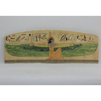 Winged Isis Wall Relief - 19 Inches Wide in Hand-painted Limestone - Made in Egypt