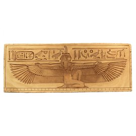 Winged Maat Wall Relief - 24 Inches Wide in Limestone - Made in Egypt