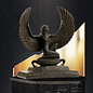 Winged Isis Statue on Boat - 14 Inches Tall in Basalt - Made in Egypt