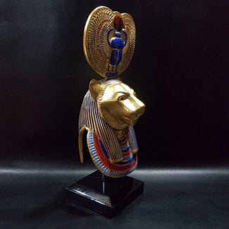 Egyptian Lioness Goddess Sekhmet Bust - 14 Inches Tall in Painted Stone - Made in Egypt