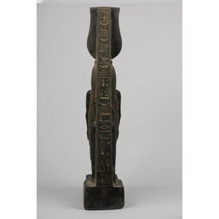Goddess Isis with Seated Thoth Statue - 22 Inches Tall in Basalt - Made in Egypt