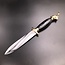Cretan Minotaur Athame -  11 Inches Long with Black Ram Horn Handle, Steel Blade, and Bronze Pommel - Made in Crete
