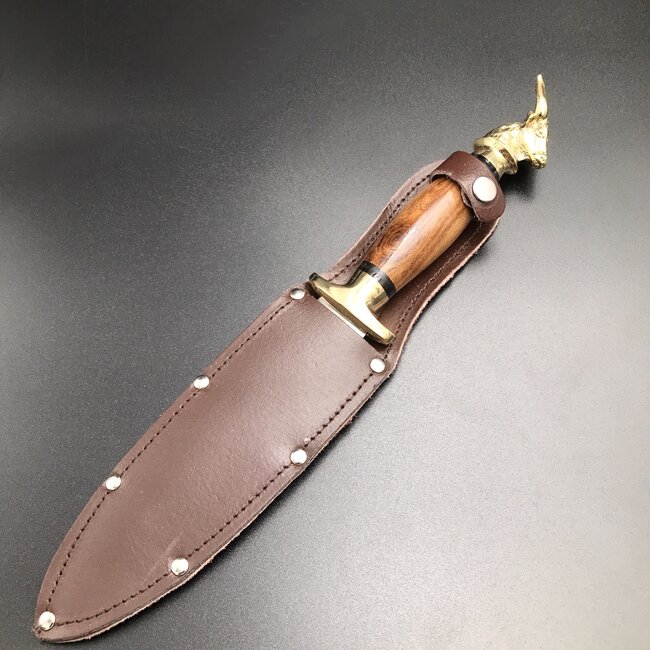 Cretan Minotaur Athame  -  11 Inches Long with Black-Stained Kermes Oak Handle, Steel Blade, and Bronze Pommel - Made in Crete