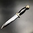 Cretan Lion Head Athame -  11 Inches Long with Black Ram Horn Handle, Steel Blade, and Bronze Pommel - Made in Crete