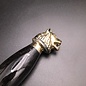 Cretan Lion Head Athame -  11 Inches Long with Black Ram Horn Handle, Steel Blade, and Bronze Pommel - Made in Crete