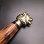 Cretan Lion Head Athame  -  11 Inches Long with Black-Stained Kermes Oak Handle, Steel Blade, and Bronze Pommel - Made in Crete