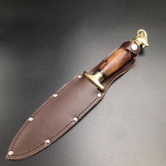 Cretan Goat Head Athame  -  11 Inches Long with Black-Stained Kermes Oak Handle, Steel Blade, and Bronze Pommel - Made in Crete