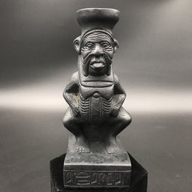 Egyptian God Bes Statue  - 4 Inches Tall in Black Polystone - Made in Egypt
