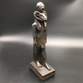 Egyptian God of source of Nile and fertility KHNUM Statue  - 12 Inches Tall in Black Polystone - Made in Egypt