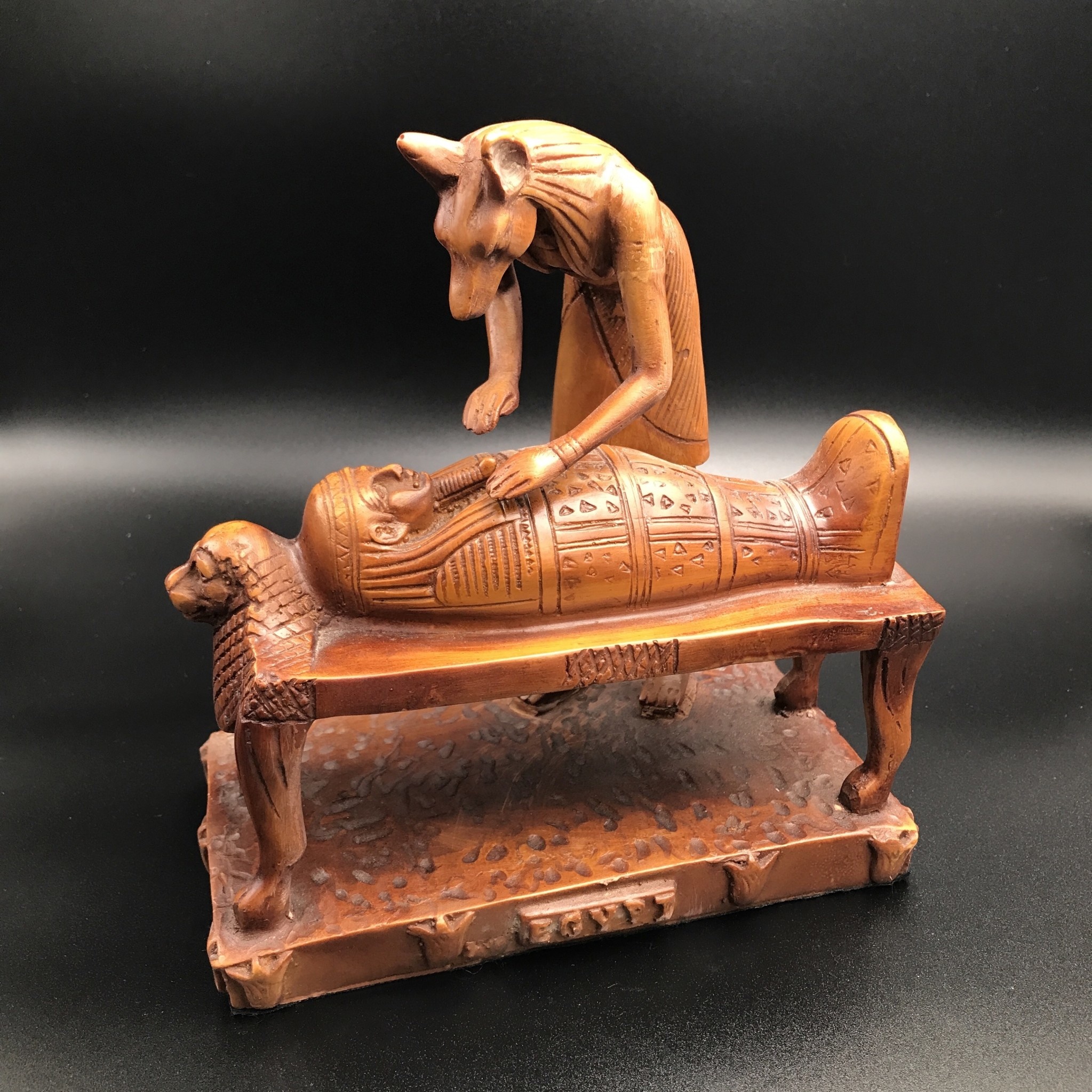 Anubis Mummification Statue 8 Inches Tall in Brown Polystone Made