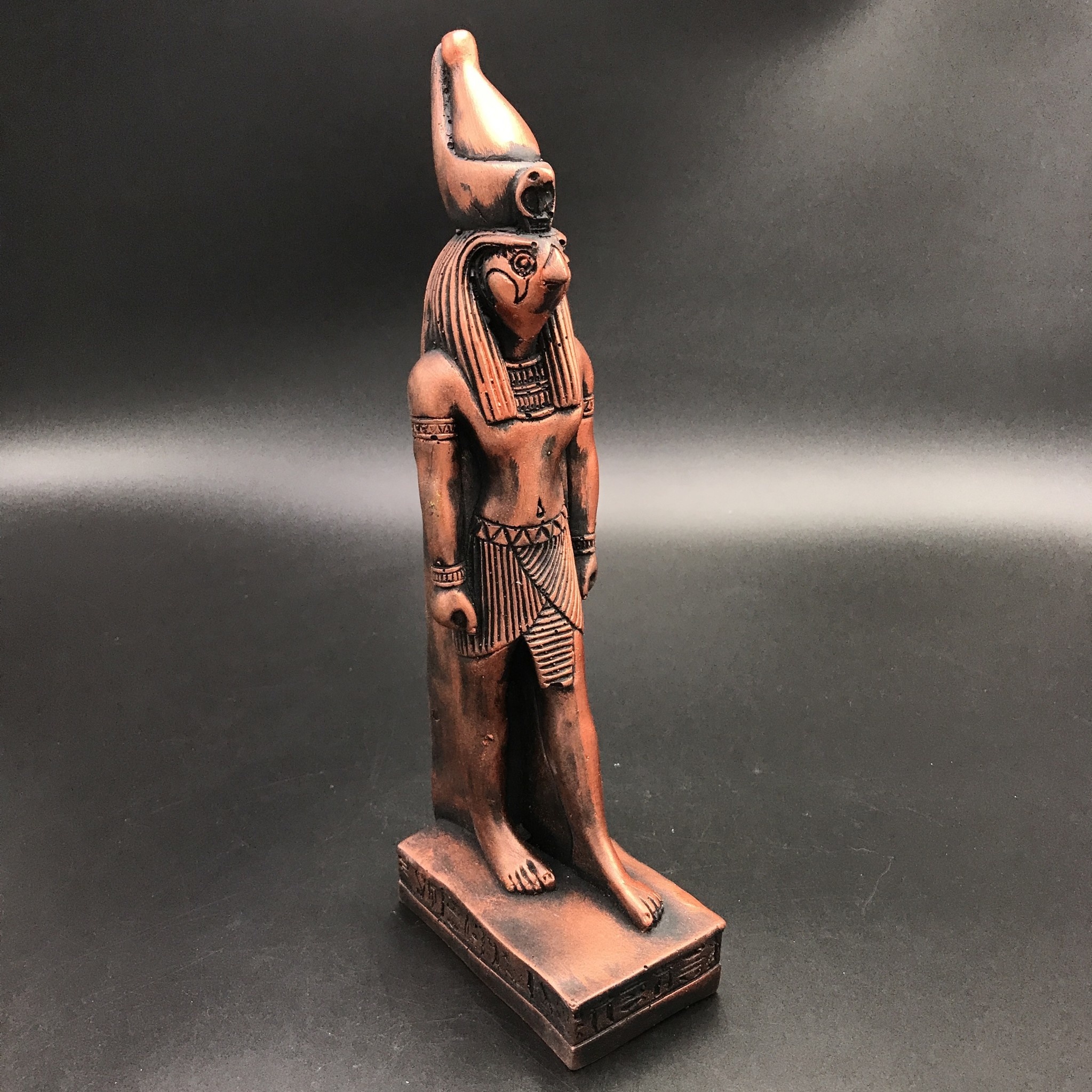 Egyptian God Horus Statue 12 Inches Tall In Copper Polystone Made In Egypt Omen Psychic 