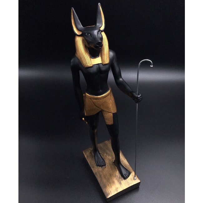 Anubis Statue - 13.25 Inches Tall in Black Polystone - Made in Egypt