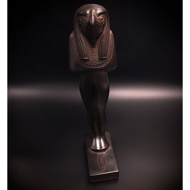 Egyptian God Horus Statue  - 15 Inches Tall in Black Polystone - Made in Egypt