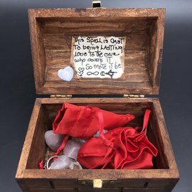 Wood Stained Med Love Spell Box with Heart by Official Salem Witch Laurie Cabot