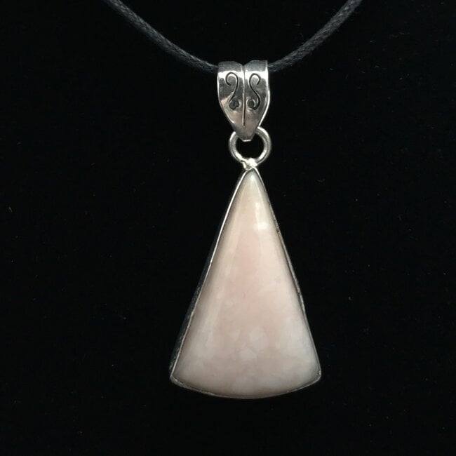 Pink Opal Triangle Sterling Silver Pendant