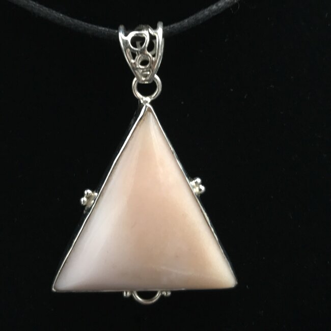 Pink Opal Triangle Sterling Silver Pendant