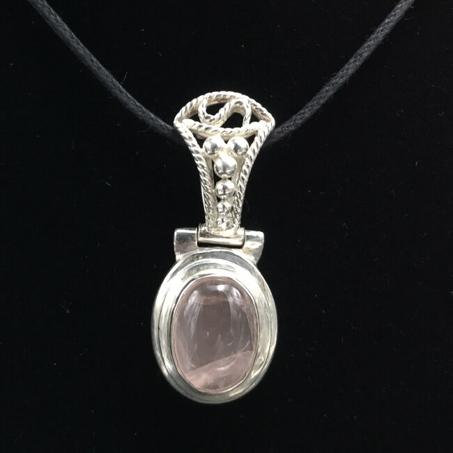 Small Rose Quartz Sterling Silver Pendant