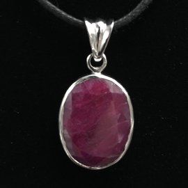 Raw Ruby Sterling Silver Pendant