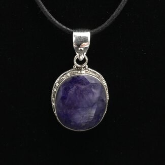 Raw Tumbled Sapphire Sterling Silver Pendant
