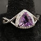 Amethyst With CZ Sterling Silver Ring 7
