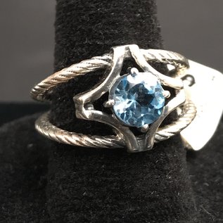 Blue Topaz Adjustable Sterling Silver Ring