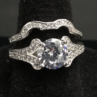 Cubic Zirconia Sterling Silver Ring Set 6.5