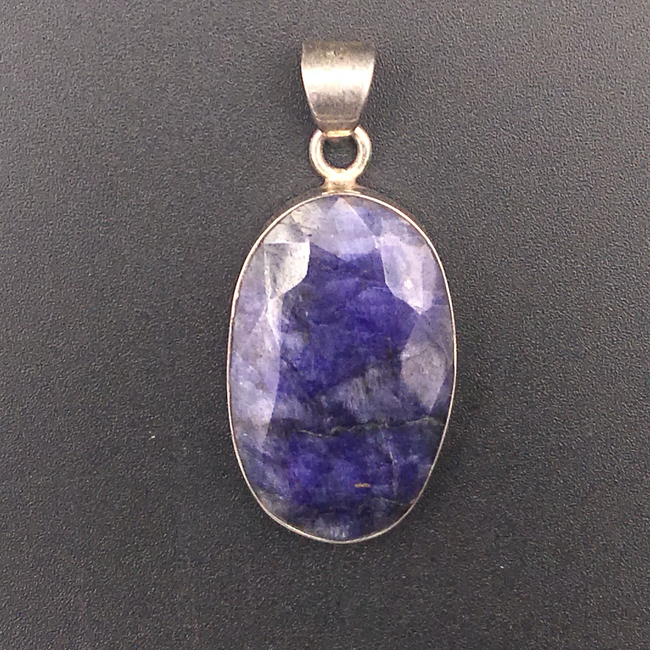 Sapphire Raw Large Pendant in Sterling Silver