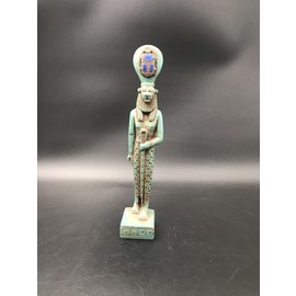 Egyptian Lioness Goddess Sekhmet Statue - 10 Inches Tall in Antiqued Hammerstone - Made in Egypt