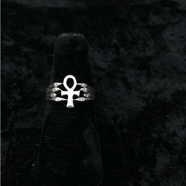 Ankh Ring with Serpents sz 7