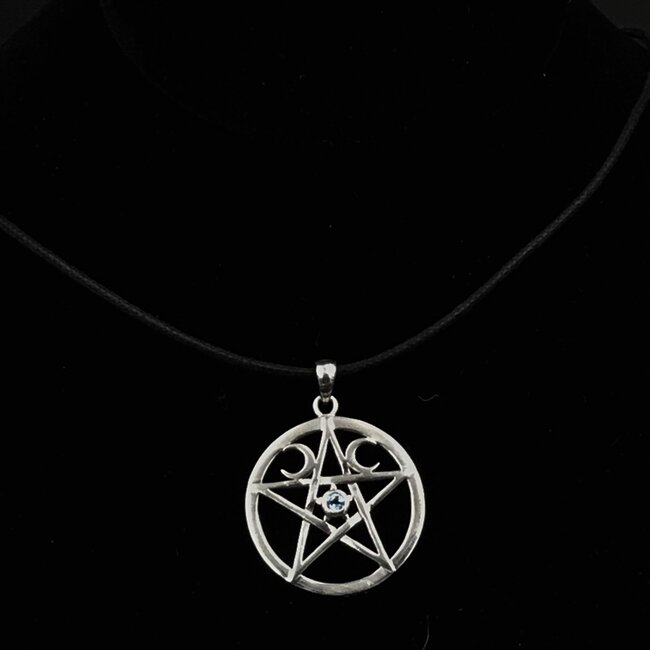 Pentacle with Moon and Blue Topaz