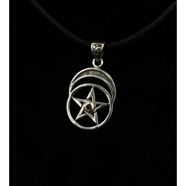Pentacle with moon and garnet