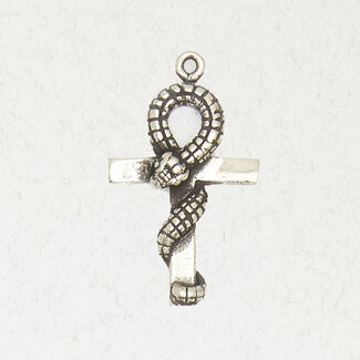 Ankh with Serpent Pendant in Lead-Free Pewter