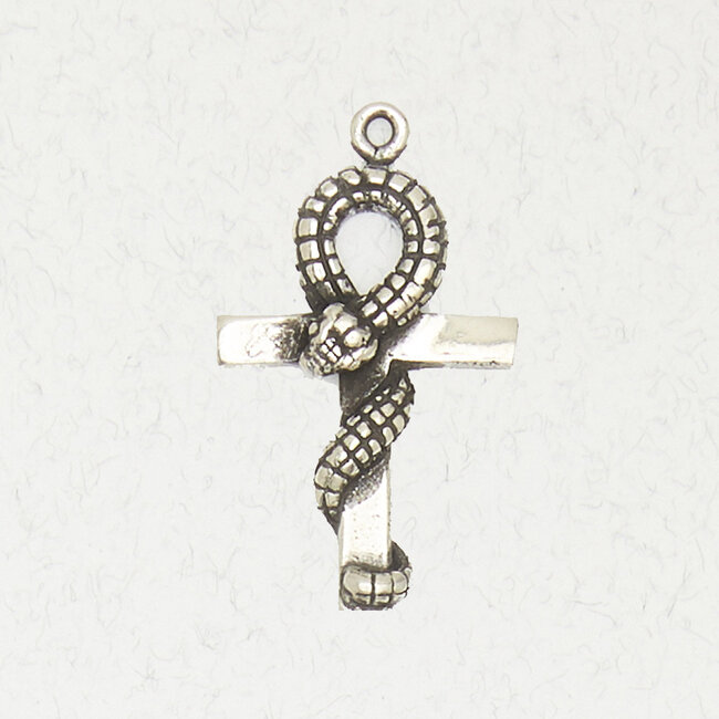 Ankh with Serpent Pendant in Lead-Free Pewter